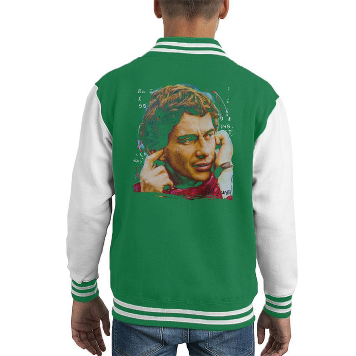 Sidney Maurer Original Portrait Of Ayrton Senna McLaren 1991 Kids Varsity Jacket - Kids Boys Varsity Jacket