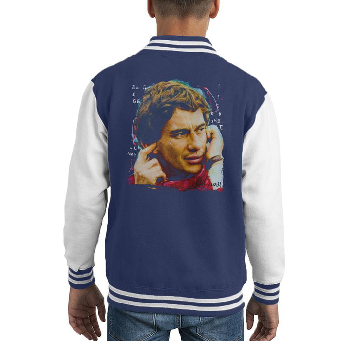 Sidney Maurer Original Portrait Of Ayrton Senna McLaren 1991 Kids Varsity Jacket - Kids Boys Varsity Jacket