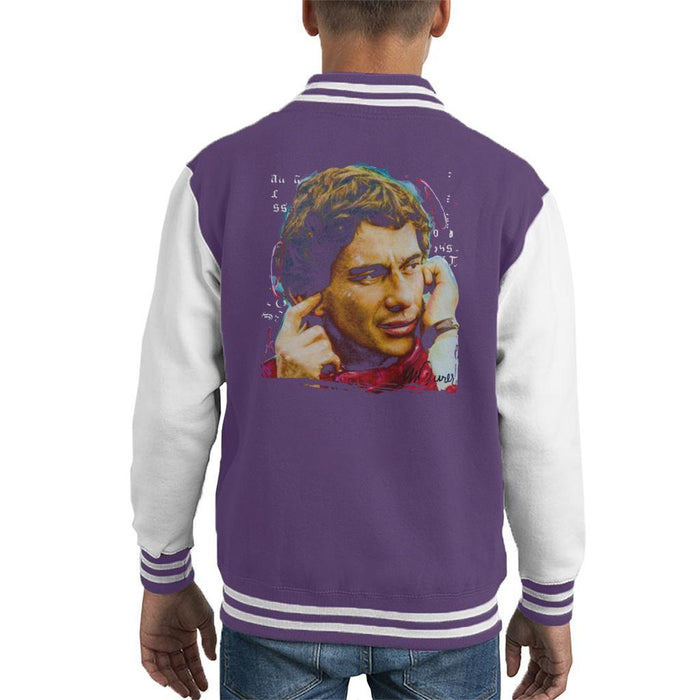 Sidney Maurer Original Portrait Of Ayrton Senna McLaren 1991 Kids Varsity Jacket - Kids Boys Varsity Jacket