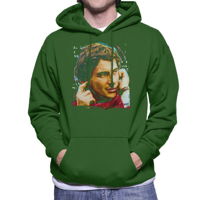 Sidney Maurer Original Portrait Of Ayrton Senna McLaren 1991 Mens Hooded Sweatshirt - Mens Hooded Sweatshirt