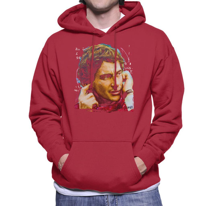 Sidney Maurer Original Portrait Of Ayrton Senna McLaren 1991 Mens Hooded Sweatshirt - Small / Cherry Red - Mens Hooded Sweatshirt
