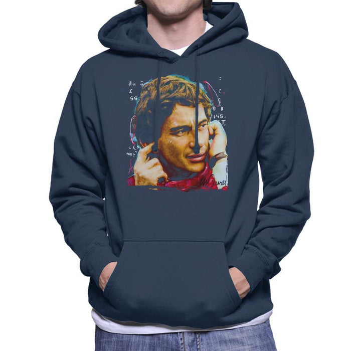 Sidney Maurer Original Portrait Of Ayrton Senna McLaren 1991 Mens Hooded Sweatshirt - Mens Hooded Sweatshirt