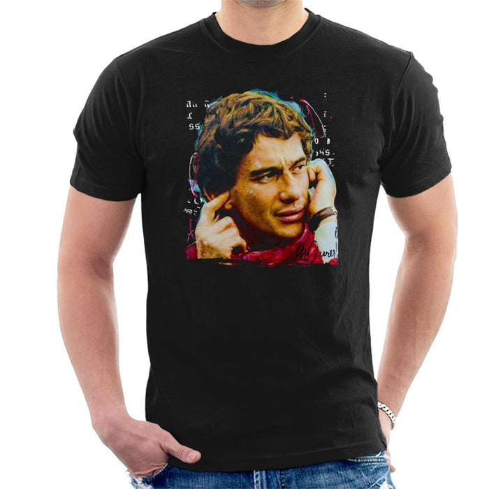 Sidney Maurer Original Portrait Of Ayrton Senna McLaren 1991 Mens T-Shirt - Mens T-Shirt