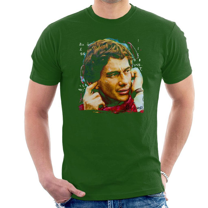 Sidney Maurer Original Portrait Of Ayrton Senna McLaren 1991 Mens T-Shirt - Mens T-Shirt