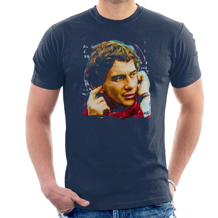 Sidney Maurer Original Portrait Of Ayrton Senna McLaren 1991 Mens T-Shirt - Mens T-Shirt