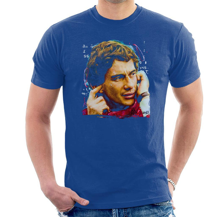 Sidney Maurer Original Portrait Of Ayrton Senna McLaren 1991 Mens T-Shirt - Mens T-Shirt