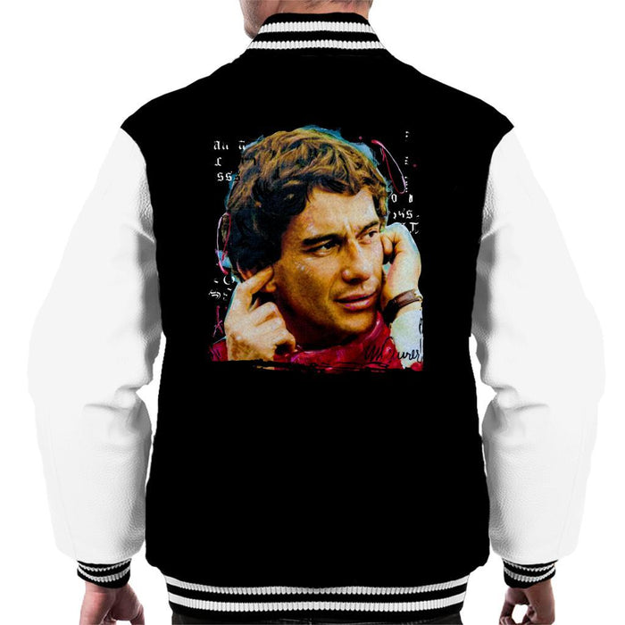 Sidney Maurer Original Portrait Of Ayrton Senna McLaren 1991 Mens Varsity Jacket - Mens Varsity Jacket