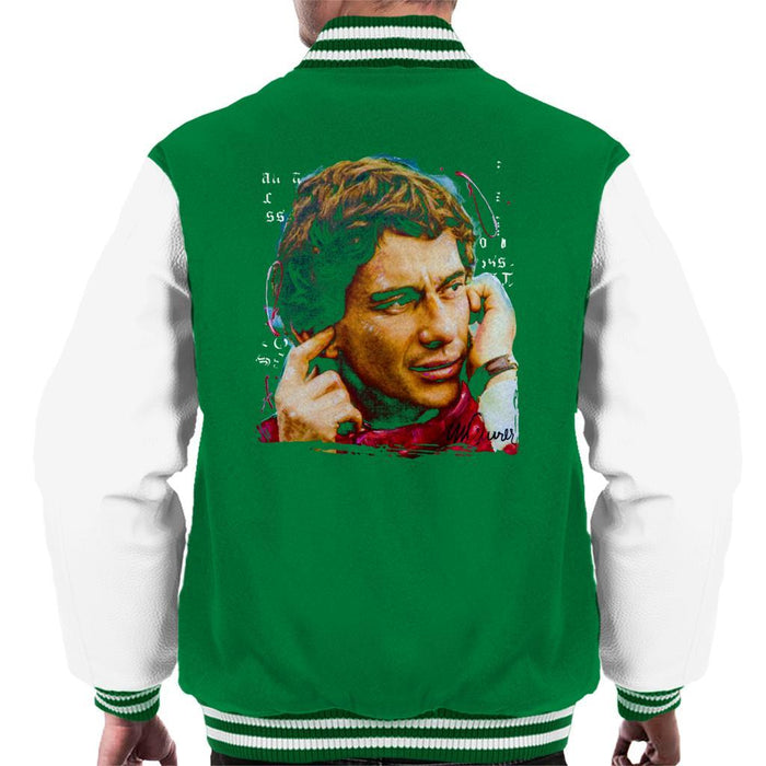 Sidney Maurer Original Portrait Of Ayrton Senna McLaren 1991 Mens Varsity Jacket - Mens Varsity Jacket