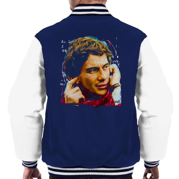 Sidney Maurer Original Portrait Of Ayrton Senna McLaren 1991 Mens Varsity Jacket - Mens Varsity Jacket
