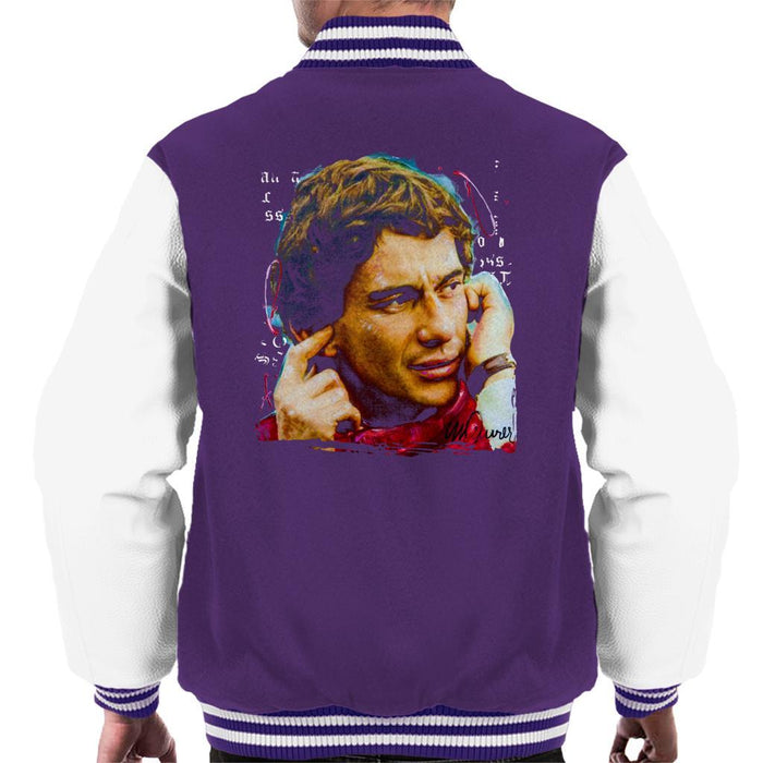 Sidney Maurer Original Portrait Of Ayrton Senna McLaren 1991 Mens Varsity Jacket - Mens Varsity Jacket