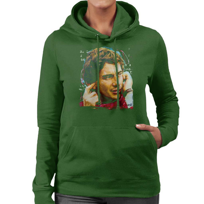Sidney Maurer Original Portrait Of Ayrton Senna McLaren 1991 Womens Hooded Sweatshirt - Womens Hooded Sweatshirt