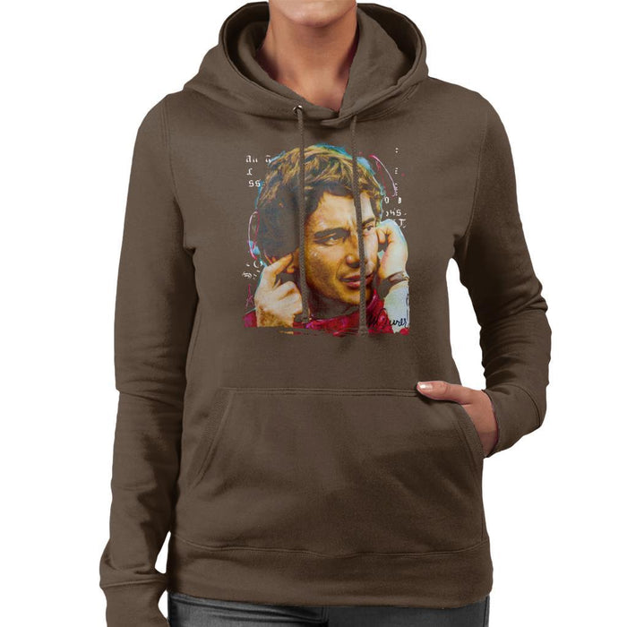 Sidney Maurer Original Portrait Of Ayrton Senna McLaren 1991 Womens Hooded Sweatshirt - Womens Hooded Sweatshirt