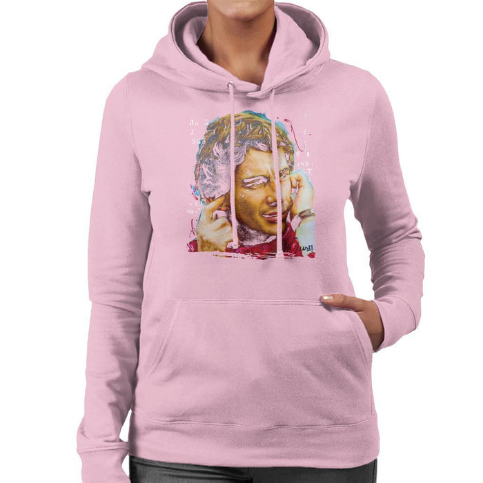 Sidney Maurer Original Portrait Of Ayrton Senna McLaren 1991 Womens Hooded Sweatshirt - Small / Light Pink - Womens Hooded Sweatshirt