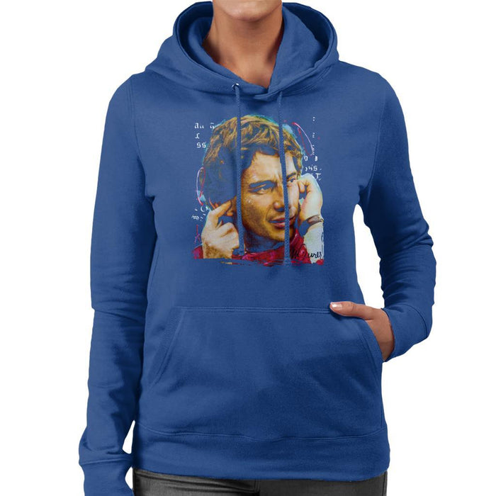 Sidney Maurer Original Portrait Of Ayrton Senna McLaren 1991 Womens Hooded Sweatshirt - Womens Hooded Sweatshirt