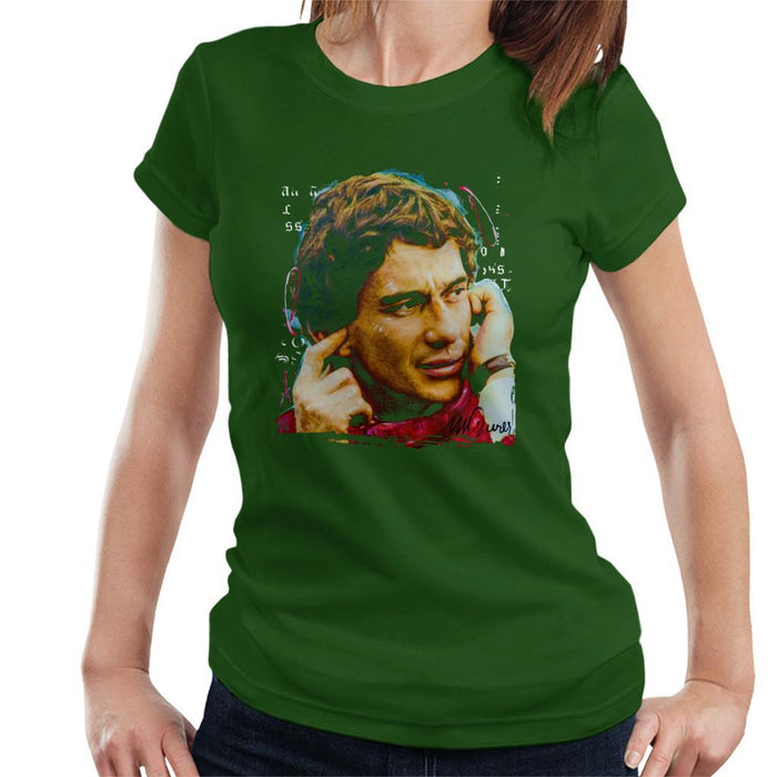 Sidney Maurer Original Portrait Of Ayrton Senna McLaren 1991 Womens T-Shirt - Womens T-Shirt