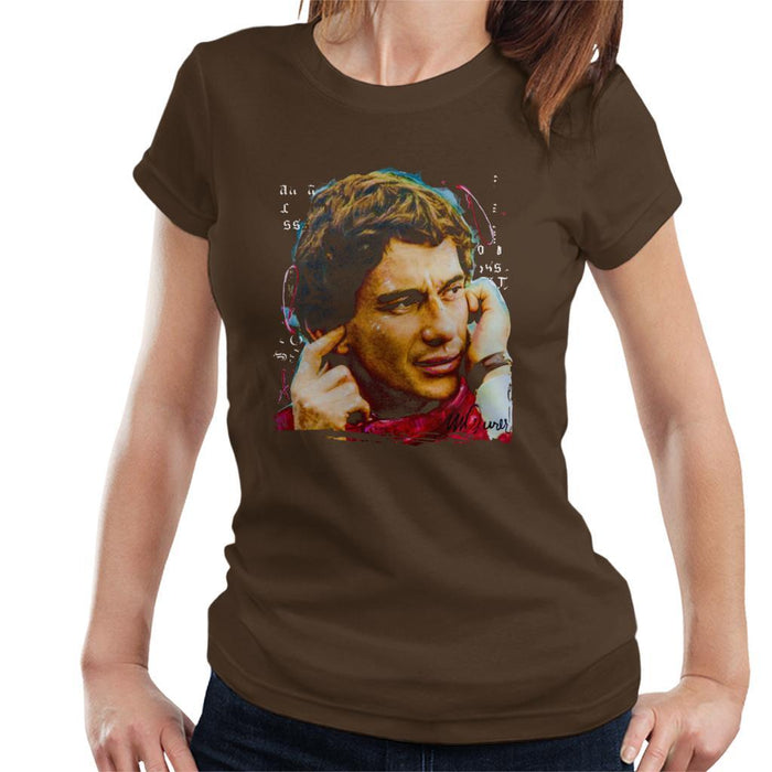 Sidney Maurer Original Portrait Of Ayrton Senna McLaren 1991 Womens T-Shirt - Womens T-Shirt