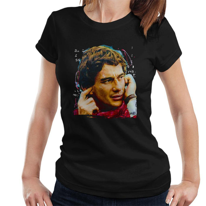 Sidney Maurer Original Portrait Of Ayrton Senna McLaren 1991 Womens T-Shirt - Womens T-Shirt