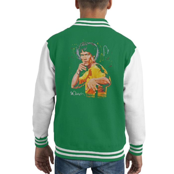 Sidney Maurer Original Portrait Of Bruce Lee Game Of Death Kids Varsity Jacket - Kids Boys Varsity Jacket