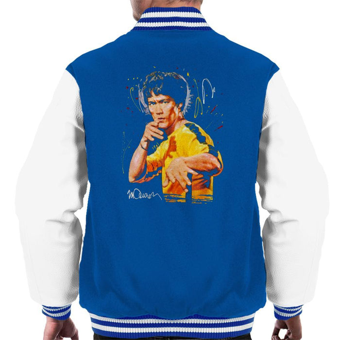 Sidney Maurer Original Portrait Of Bruce Lee Game Of Death Mens Varsity Jacket - Small / Royal/White - Mens Varsity Jacket