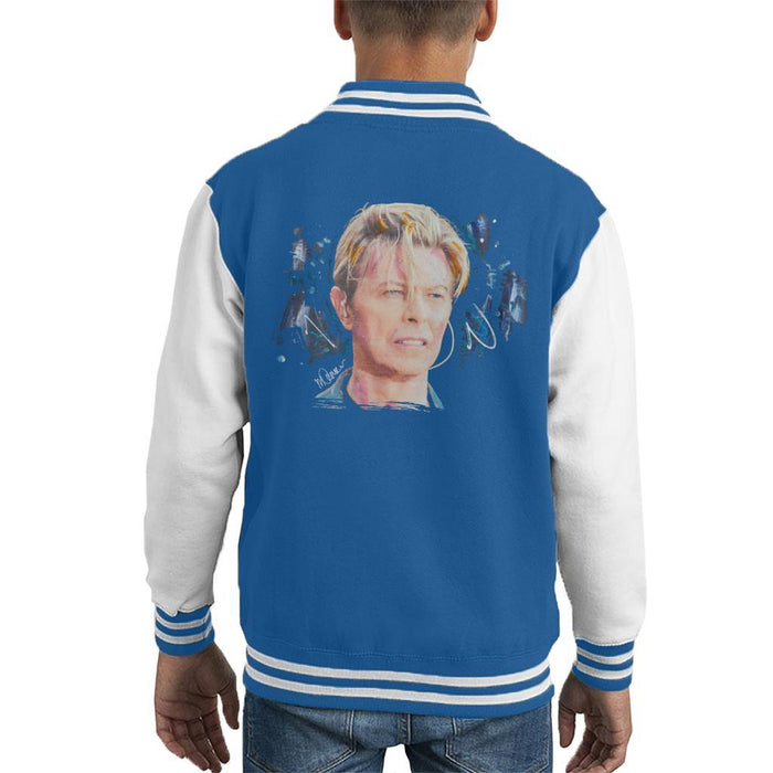 Sidney Maurer Original Portrait Of David Bowie Live Kids Varsity Jacket - X-Small (3-4 yrs) / Royal/White - Kids Boys Varsity Jacket