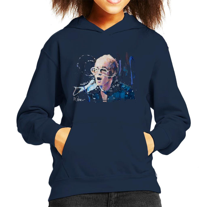Sidney Maurer Original Portrait Of Elton John May Sunglasses Kid's Hooded Sweatshirt