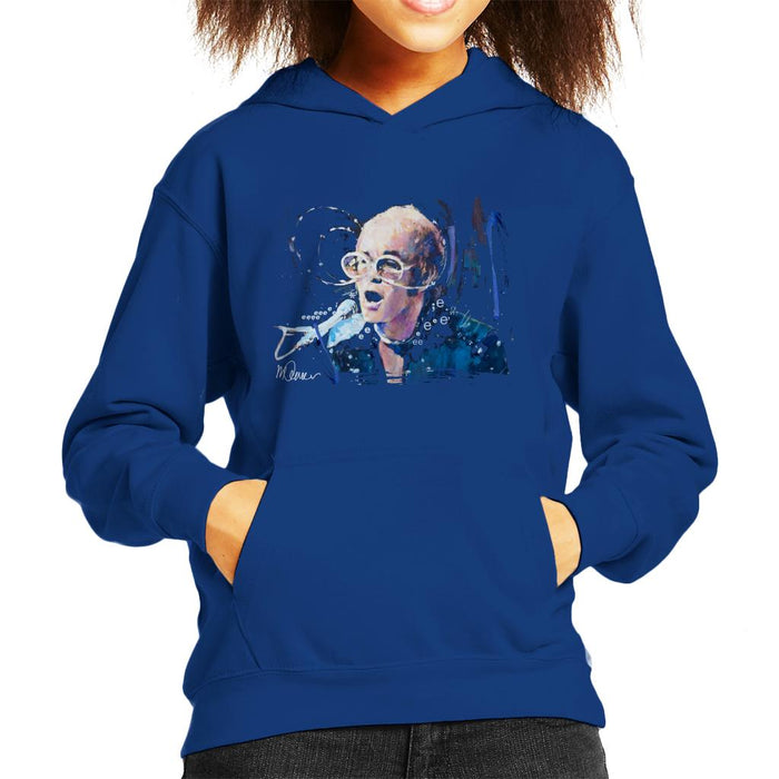 Sidney Maurer Original Portrait Of Elton John May Sunglasses Kid's Hooded Sweatshirt
