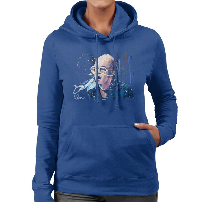 Sidney Maurer Original Portrait Of Elton John May Sunglasses Women's Hooded Sweatshirt