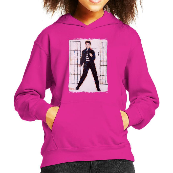 Sidney Maurer Original Portrait Of Elvis Presley Jailhouse Rock Kids Hooded Sweatshirt - Kids Boys Hooded Sweatshirt