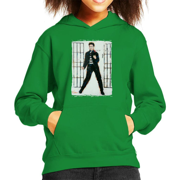 Sidney Maurer Original Portrait Of Elvis Presley Jailhouse Rock Kids Hooded Sweatshirt - Kids Boys Hooded Sweatshirt