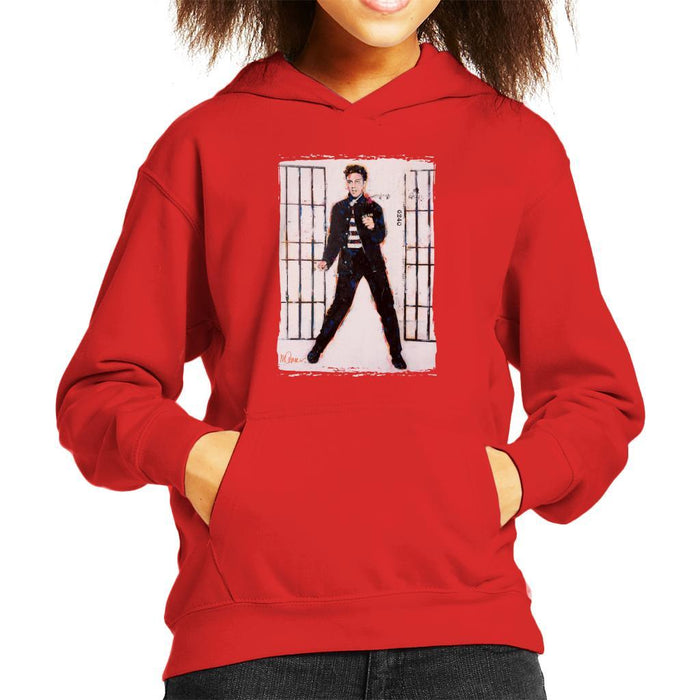 Sidney Maurer Original Portrait Of Elvis Presley Jailhouse Rock Kids Hooded Sweatshirt - Kids Boys Hooded Sweatshirt
