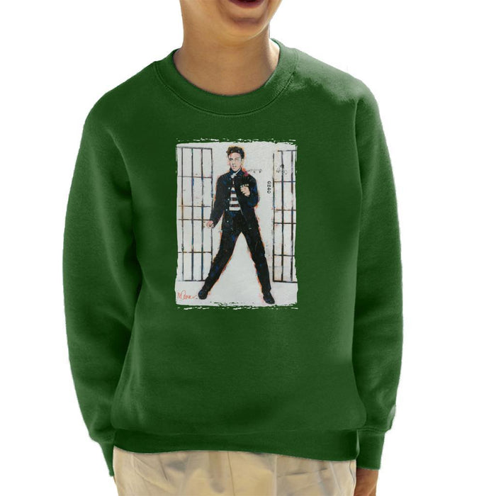 Sidney Maurer Original Portrait Of Elvis Presley Jailhouse Rock Kids Sweatshirt - Kids Boys Sweatshirt