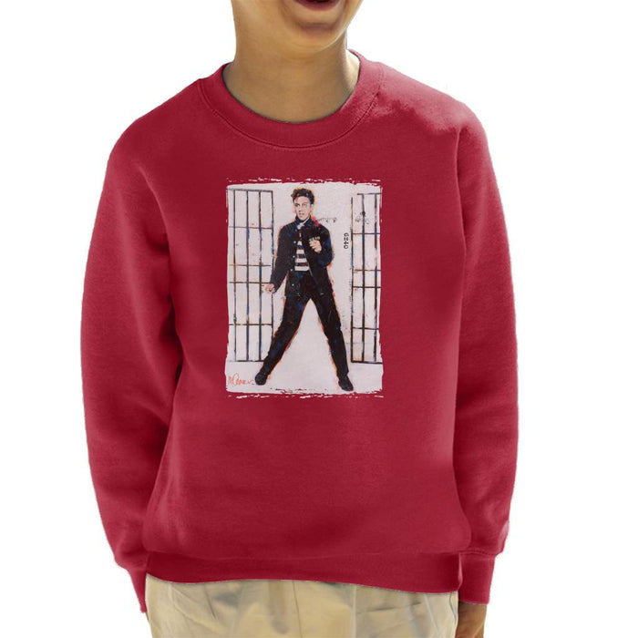 Sidney Maurer Original Portrait Of Elvis Presley Jailhouse Rock Kids Sweatshirt - Kids Boys Sweatshirt