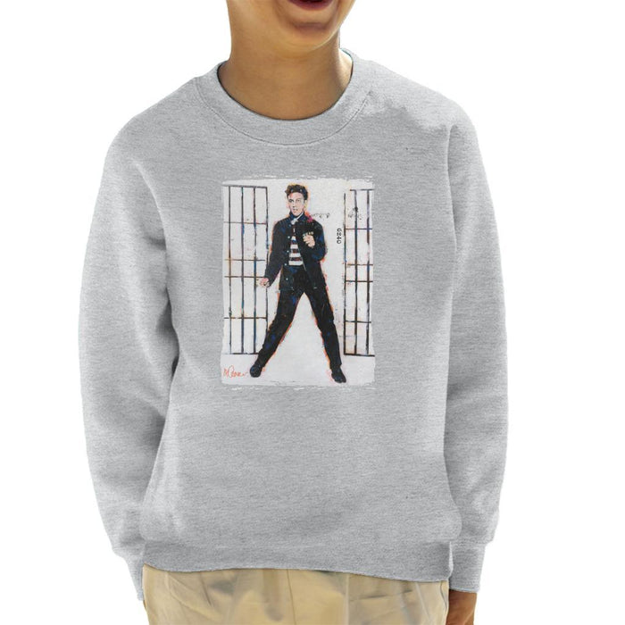 Sidney Maurer Original Portrait Of Elvis Presley Jailhouse Rock Kids Sweatshirt - Kids Boys Sweatshirt