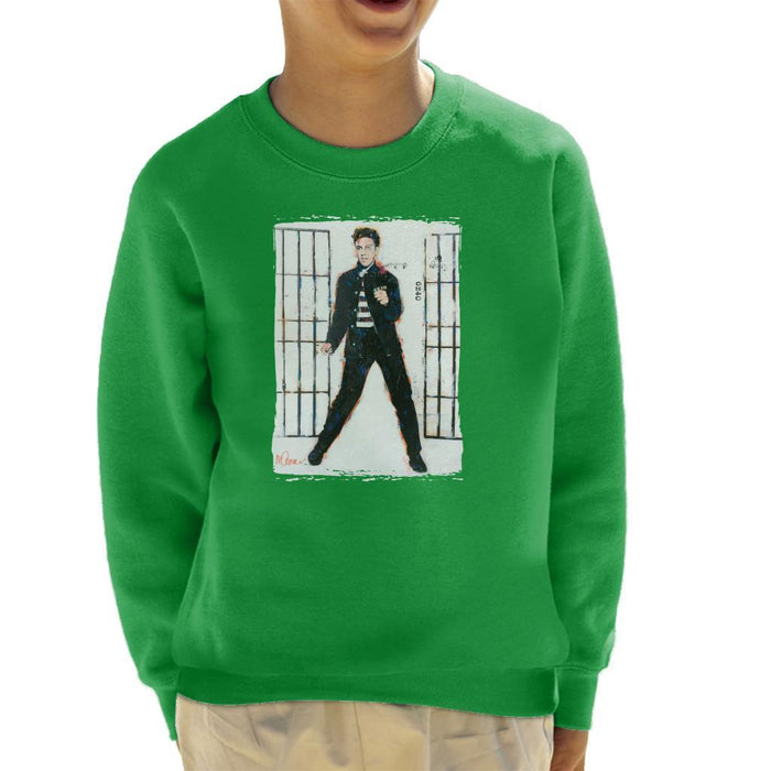 Sidney Maurer Original Portrait Of Elvis Presley Jailhouse Rock Kids Sweatshirt - Kids Boys Sweatshirt