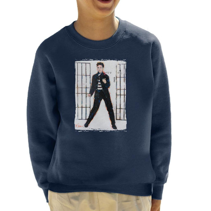Sidney Maurer Original Portrait Of Elvis Presley Jailhouse Rock Kids Sweatshirt - Kids Boys Sweatshirt