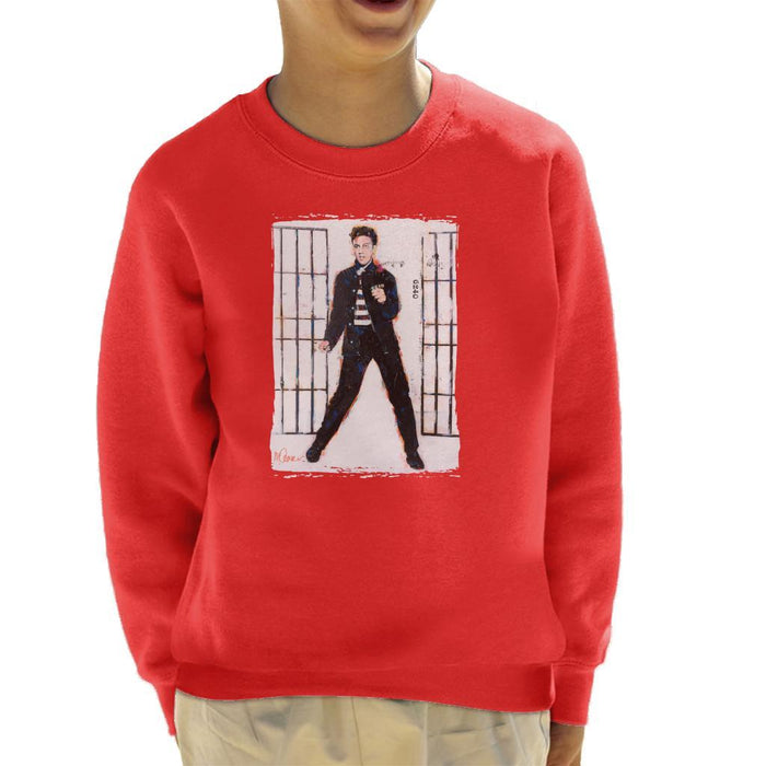 Sidney Maurer Original Portrait Of Elvis Presley Jailhouse Rock Kids Sweatshirt - Kids Boys Sweatshirt