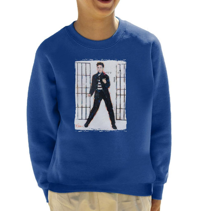 Sidney Maurer Original Portrait Of Elvis Presley Jailhouse Rock Kids Sweatshirt - Kids Boys Sweatshirt