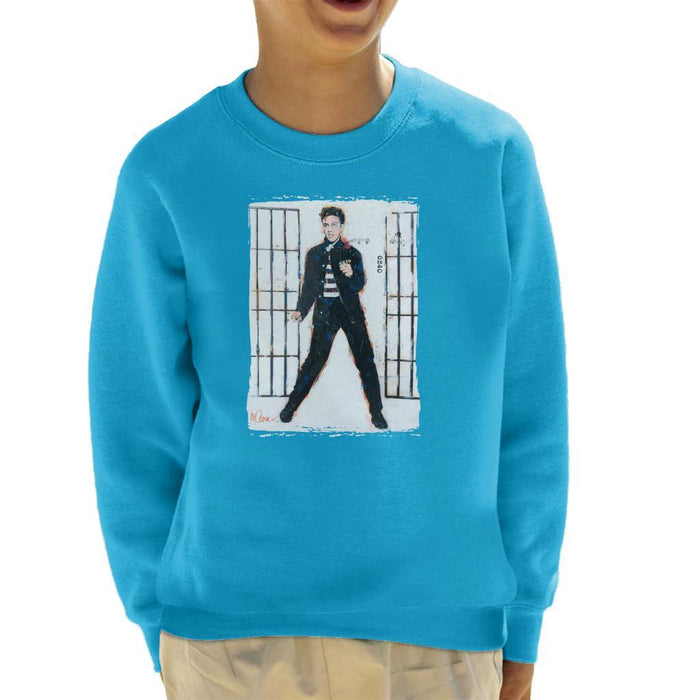 Sidney Maurer Original Portrait Of Elvis Presley Jailhouse Rock Kids Sweatshirt - Kids Boys Sweatshirt