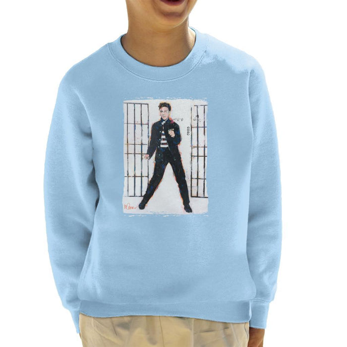 Sidney Maurer Original Portrait Of Elvis Presley Jailhouse Rock Kids Sweatshirt - Kids Boys Sweatshirt