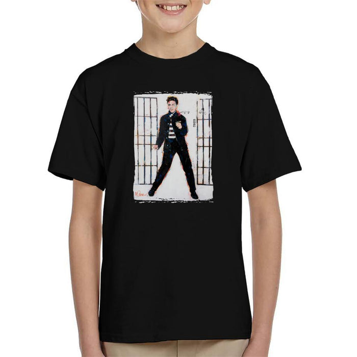 Sidney Maurer Original Portrait Of Elvis Presley Jailhouse Rock Kids T-Shirt - Kids Boys T-Shirt