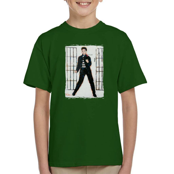 Sidney Maurer Original Portrait Of Elvis Presley Jailhouse Rock Kids T-Shirt - Kids Boys T-Shirt