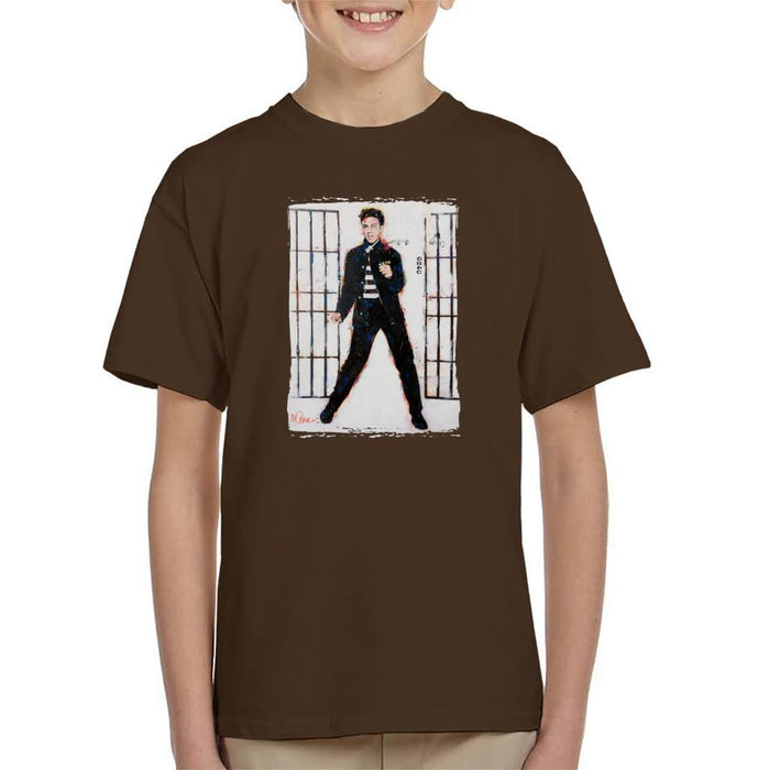 Sidney Maurer Original Portrait Of Elvis Presley Jailhouse Rock Kids T-Shirt - Kids Boys T-Shirt