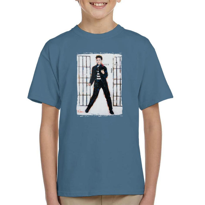 Sidney Maurer Original Portrait Of Elvis Presley Jailhouse Rock Kids T-Shirt - Kids Boys T-Shirt