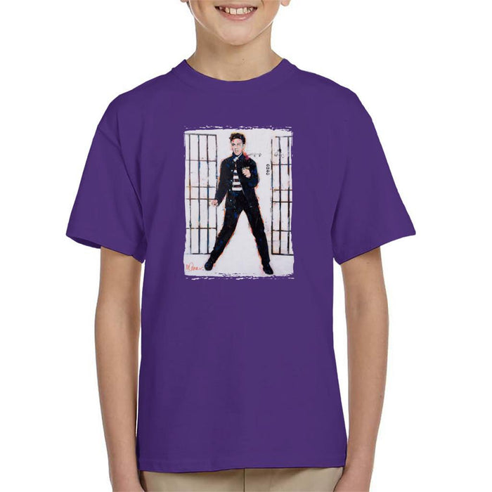 Sidney Maurer Original Portrait Of Elvis Presley Jailhouse Rock Kids T-Shirt - Kids Boys T-Shirt