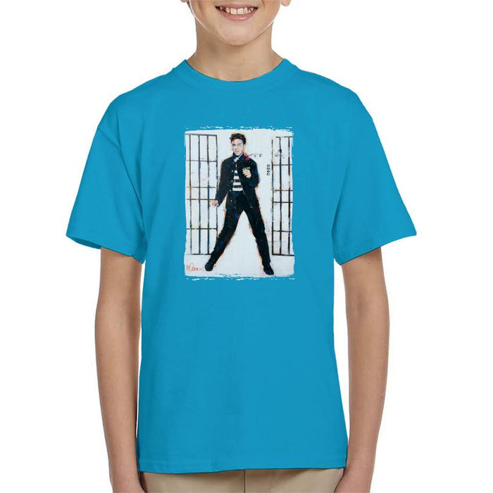 Sidney Maurer Original Portrait Of Elvis Presley Jailhouse Rock Kids T-Shirt - Kids Boys T-Shirt