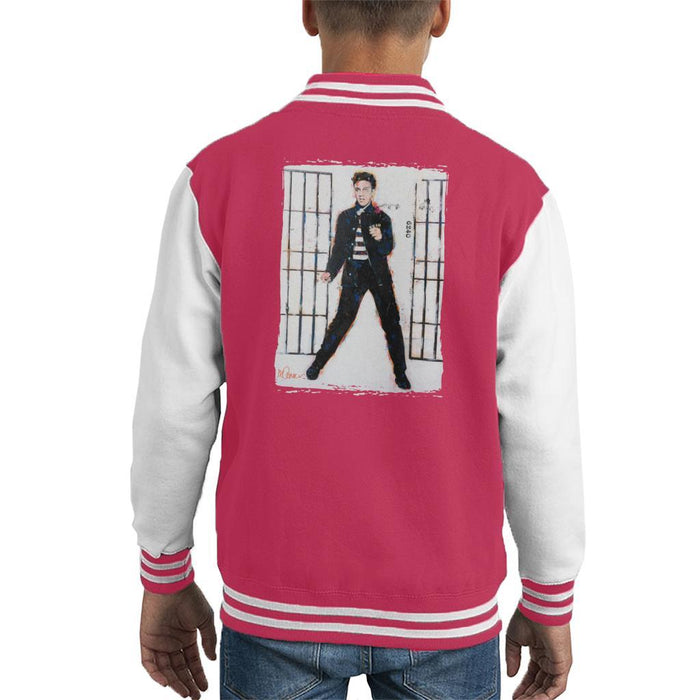 Sidney Maurer Original Portrait Of Elvis Presley Jailhouse Rock Kids Varsity Jacket - Kids Boys Varsity Jacket
