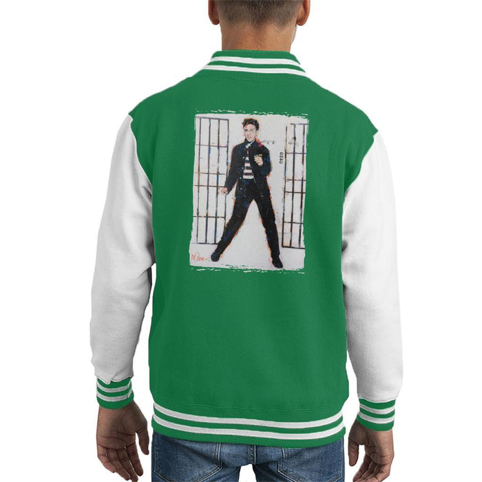 Sidney Maurer Original Portrait Of Elvis Presley Jailhouse Rock Kids Varsity Jacket - Kids Boys Varsity Jacket