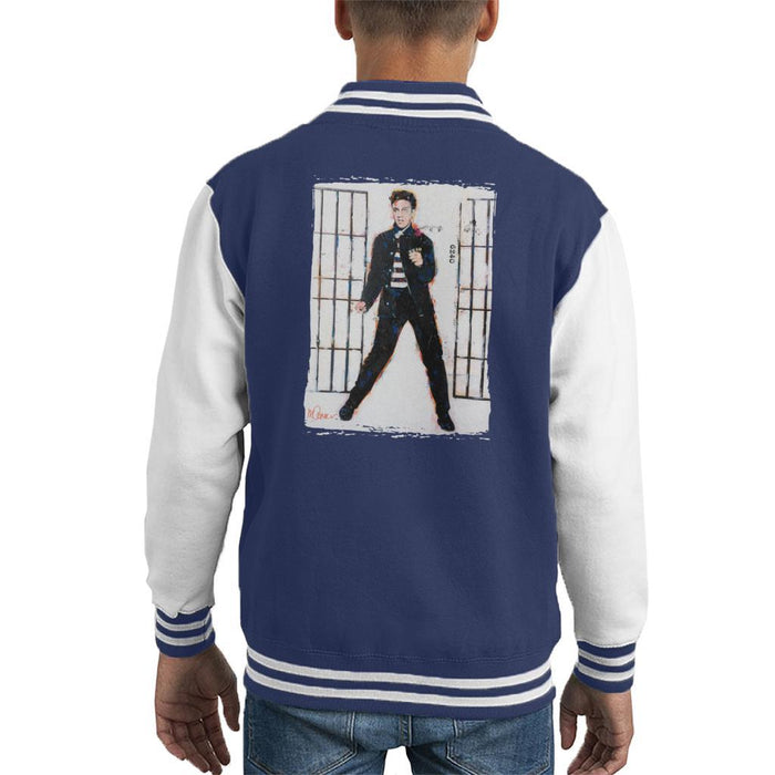 Sidney Maurer Original Portrait Of Elvis Presley Jailhouse Rock Kids Varsity Jacket - Kids Boys Varsity Jacket