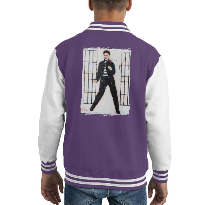 Sidney Maurer Original Portrait Of Elvis Presley Jailhouse Rock Kids Varsity Jacket - Kids Boys Varsity Jacket