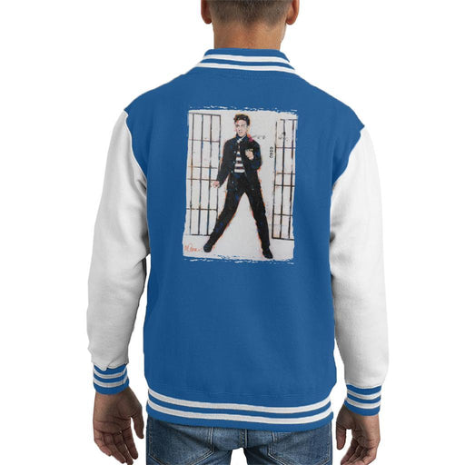 Sidney Maurer Original Portrait Of Elvis Presley Jailhouse Rock Kids Varsity Jacket - Kids Boys Varsity Jacket